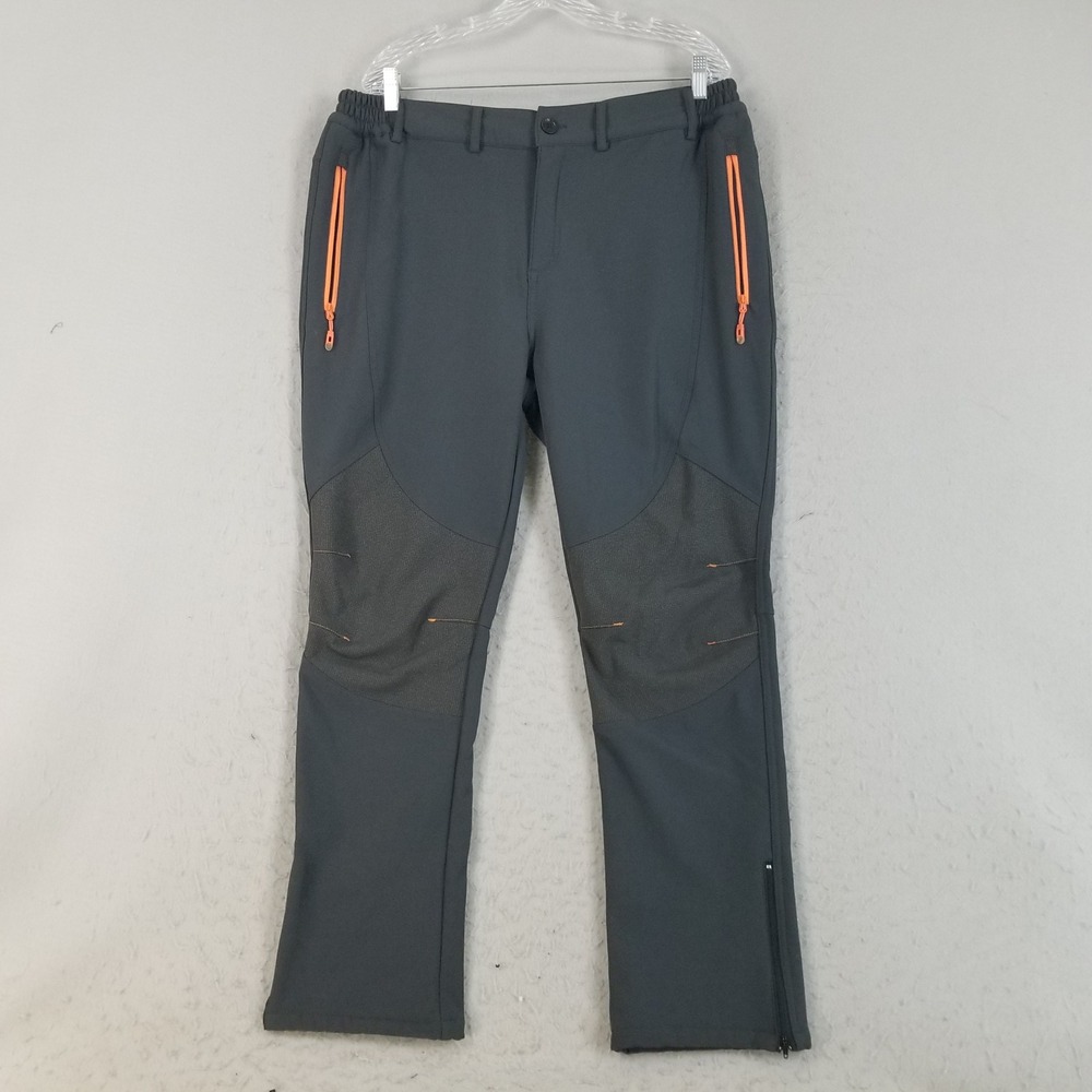 Gash Hao Hiking Pants Mens 38x30 Gray Softshell‎ Fleece Lined Outdoor Tech